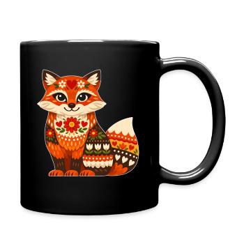 Colorful Fox in Folk Style - Full Colour Mug - black - Right