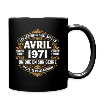 Millésime avril 1971 shirt Anniversaire Avril 1971 - Mug uni - noir - Droite