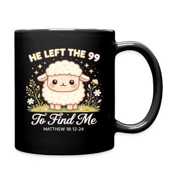 Lamb motif: He was looking for me Bible verse Sheep - Full Colour Mug - black - Right
