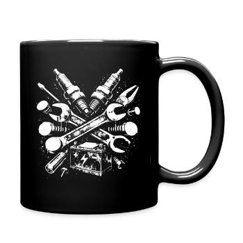 Mechanic Tool Grunge Spark Plug Battery - Full Colour Mug - black - Right