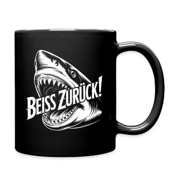 Beiss Zurück Hai Grafik - Tasse einfarbig - Schwarz - Rechts