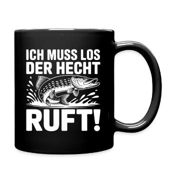 Hecht Angeln Humor - Tasse einfarbig - Schwarz - Rechts