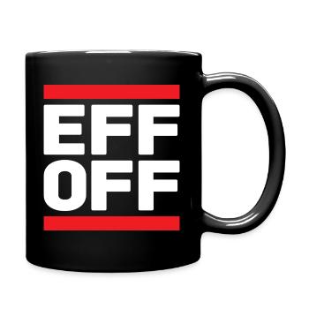 Slogan in Rot-Weiß - Tasse einfarbig - Schwarz - Rechts