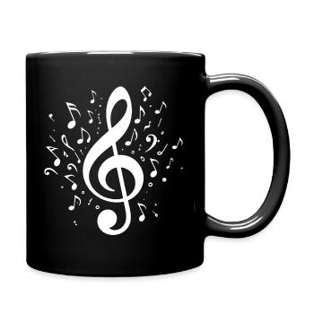 Explodierender Notenschlüssel mit Noten - Tasse einfarbig - Schwarz - Rechts