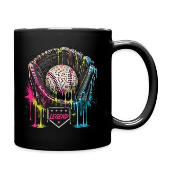 Baseball Handschuh Legend Bunt Grafik - Tasse einfarbig - Schwarz - Rechts