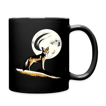 Schakal im Mondlicht - Tasse einfarbig - Schwarz - Rechts