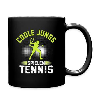 Coole Jungs Spielen Tennis  - Tasse einfarbig - Schwarz - Rechts