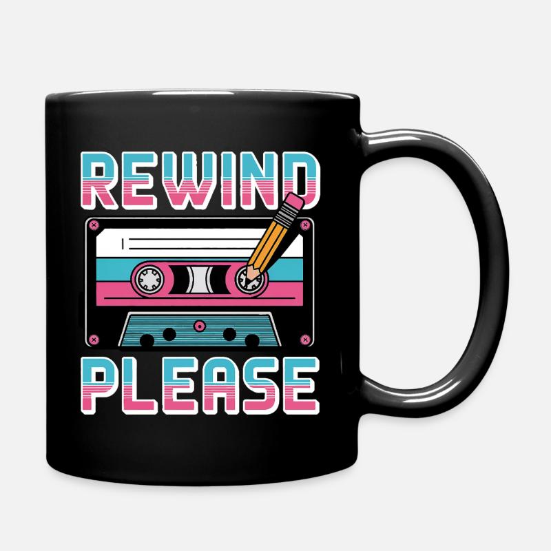 Rewind Please Kassette Retro - Tasse einfarbig - Schwarz