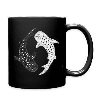 Whale Shark Yin Yang Ocean Zen Marine - Full Colour Mug - black - Right