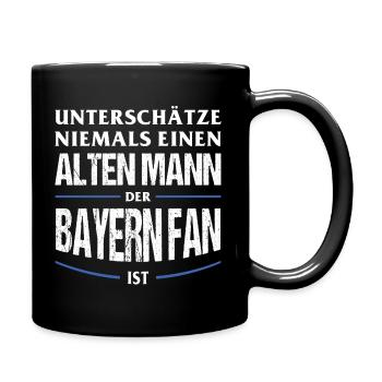 Bayern Fan Geschenk Unterschätze niemals einen - Tasse einfarbig - Schwarz - Rechts