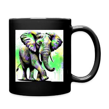 Elefant - Tasse einfarbig - Schwarz - Rechts