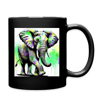 Elefant - Tasse einfarbig - Schwarz - Rechts