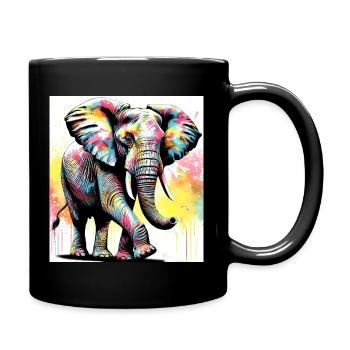 Elefant - Tasse einfarbig - Schwarz - Rechts