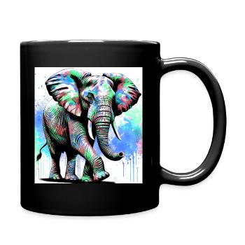 Elefant - Tasse einfarbig - Schwarz - Rechts
