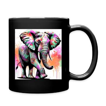 Elefant - Tasse einfarbig - Schwarz - Rechts