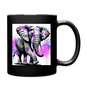Elefant - Tasse einfarbig - Schwarz - Rechts