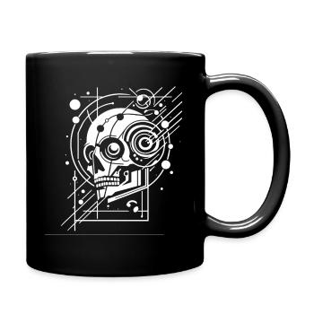 Cyber-Schädel Geometrie Neon - Tasse einfarbig - Schwarz - Rechts