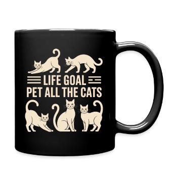 Life Goal Pet All The Cats Lustige Retro - Tasse einfarbig - Schwarz - Rechts