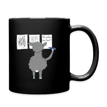Das Lama übt Schreiben - Tasse einfarbig - Schwarz - Rechts