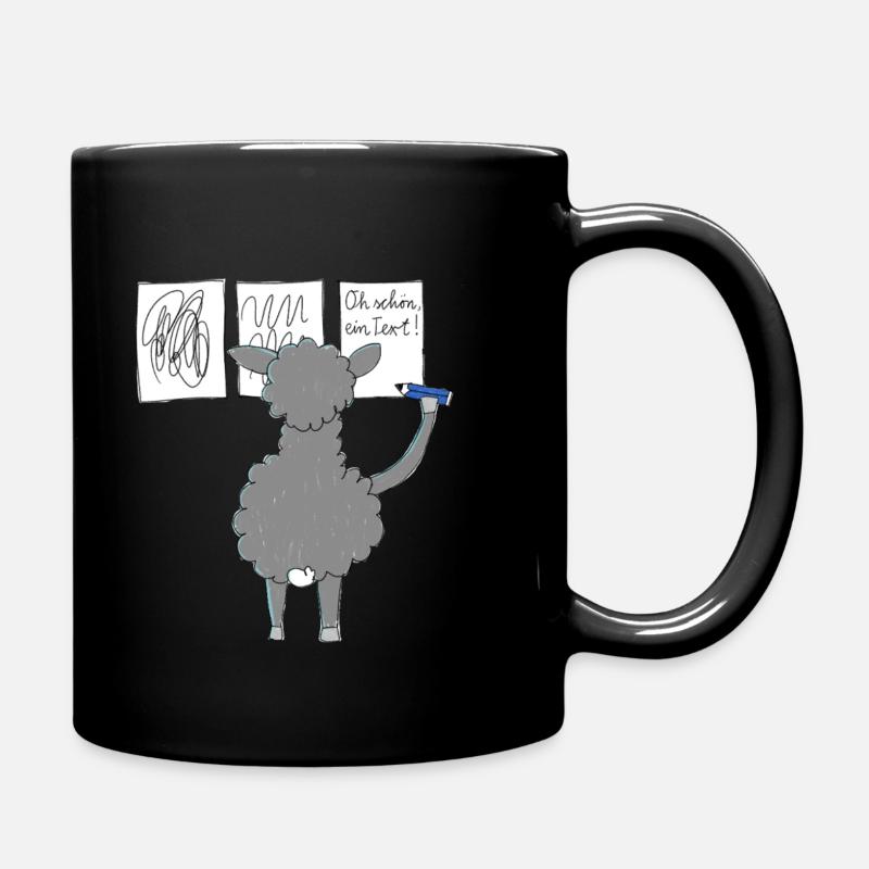 Das Lama übt Schreiben - Tasse einfarbig - Schwarz