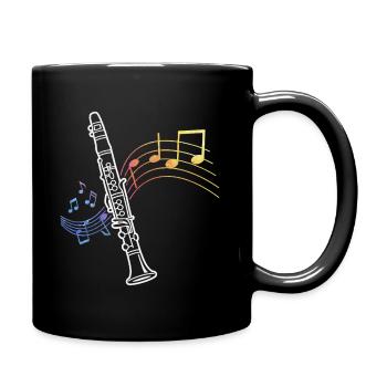 Clarinet Sheet Music Clarinetist Musician - Full Colour Mug - black - Right