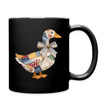 Süße Ente Goldener Rahmen Vintage Coquette - Tasse einfarbig - Schwarz - Rechts