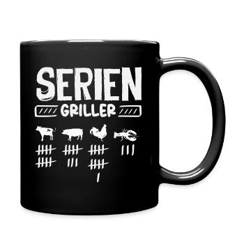 Seriengriller Lustiger Grillmeister Fleisch BBQ - Tasse einfarbig - Schwarz - Rechts
