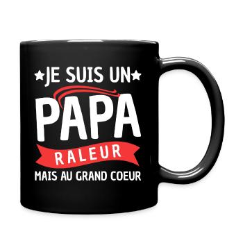 Papa Râleur Mais Au Grand Cœur Cadeau Fête - Mug uni - noir - Droite