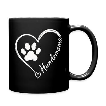 Hundemama Herz Pfote Motiv - Tasse einfarbig - Schwarz - Rechts