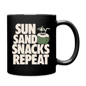 Sun Sand Snacks Repeat Tropical Design - Full Colour Mug - black - Right