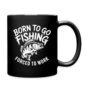 Geboren zum Angeln - Tasse einfarbig - Schwarz - Rechts