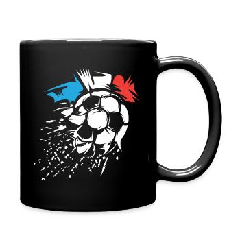 zerfetzter Ball mit WM Fußballteam Frankreich - Tasse einfarbig - Schwarz - Rechts