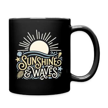 Sonne & Wellen - Tasse einfarbig - Schwarz - Rechts