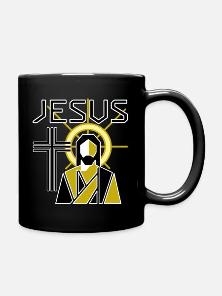 Jesus Ikone mit Heiligenschein - Tasse einfarbig - Schwarz