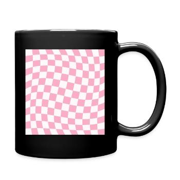 Mosaïque à damier rose déformé - Mug uni - noir - Droite