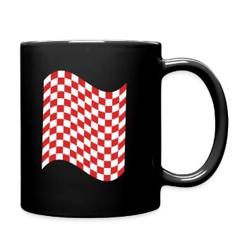 Motif à damier rouge et blanc doux, dans un drapeau - Mug uni - noir - Droite