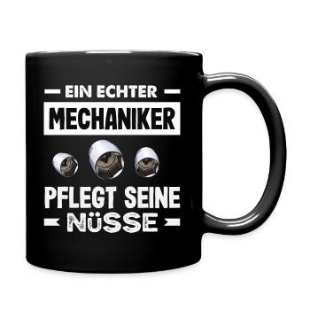 Ein Echter Mechaniker Pflegt Seine Nüsse Kfz Auto - Tasse einfarbig - Schwarz - Rechts
