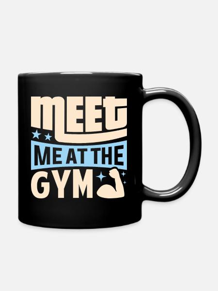 Meat Me at the Gym Fitness - jeu de mots - Mug uni - noir