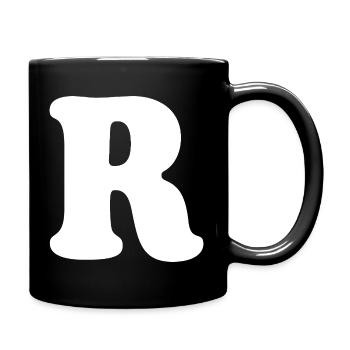 Large R Style Print | Letter R | R Logo - Full Colour Mug - black - Right