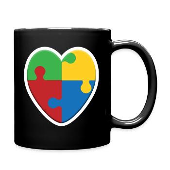Autism Heart Puzzle - Full Colour Mug - black - Right