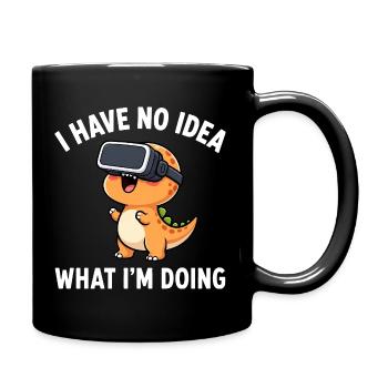 T-Rex Dinosaurier VR Gamer Spruch - Tasse einfarbig - Schwarz - Rechts