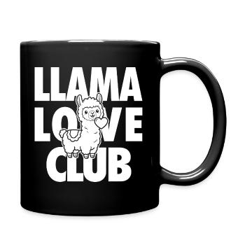 Llama Love Club – Lama mit Herz - Tasse einfarbig - Schwarz - Rechts