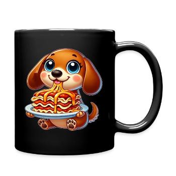 Lustiger Dackel Lasagne Italienische Küche Hund - Tasse einfarbig - Schwarz - Rechts