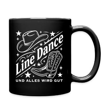 Line Dance Cowboyhut Stiefel Grafik - Tasse einfarbig - Schwarz - Rechts