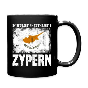 Zypern Koordinaten - Tasse einfarbig - Schwarz - Rechts