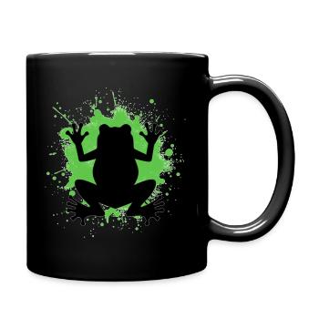 Frog silhouette with green splashes - Full Colour Mug - black - Right