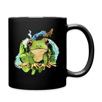 Cute frog in pond magic - Full Colour Mug - black - Right