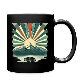 Sunrise over mountain lake - Full Colour Mug - black - Right