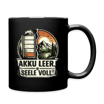 Akku leer Seele voll Naturbadge - Tasse einfarbig - Schwarz - Rechts
