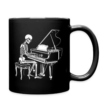 Skeleton playing piano - Full Colour Mug - black - Right